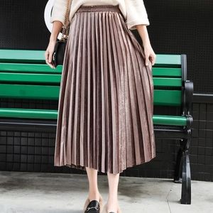 NWOT Velvet pleated skirt - Champagne